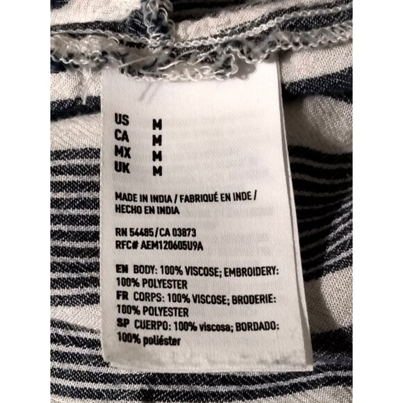 American Eagle Outfitters Striped V-Neck Cutout Embroidered Romper Size Medium - Picture 11 of 11